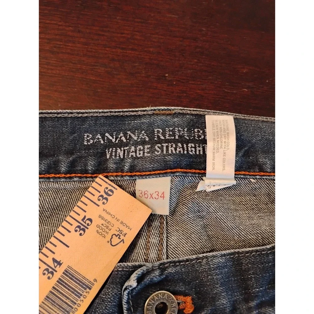 Banana Republic Vintage Straight Jeans Mens 36x34 Medium Wash Blue Denim Pants